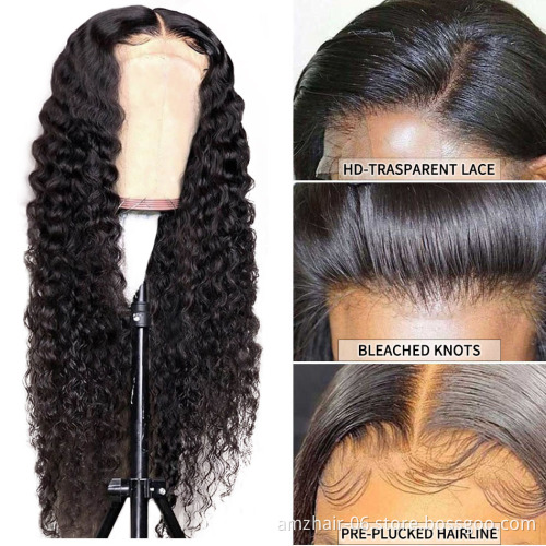 Deep Wave Lace Wig Pre Plucked Peruvian Virgin Cuticle Aligned Human Hair Lace ront Wig Full HD Lace Closure Front Wig Wholesale